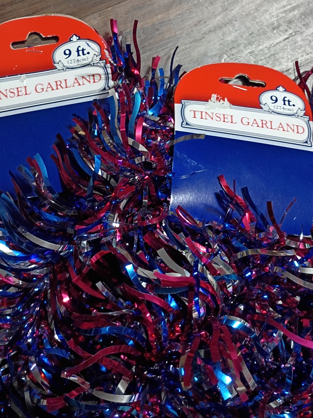 Metallic Pink & Blue Tinsel Garland - 9 ft